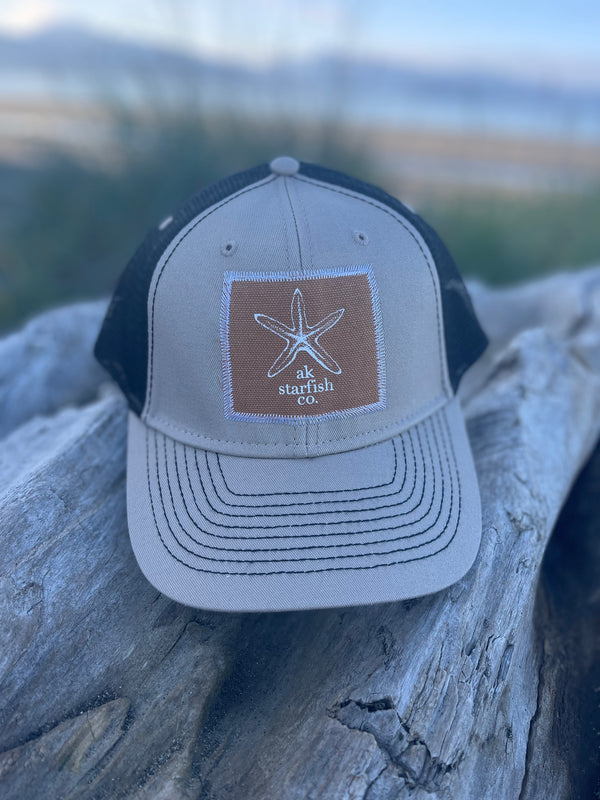 Driftwood / Black AK Starfish Co. Patch Hat. $38.00