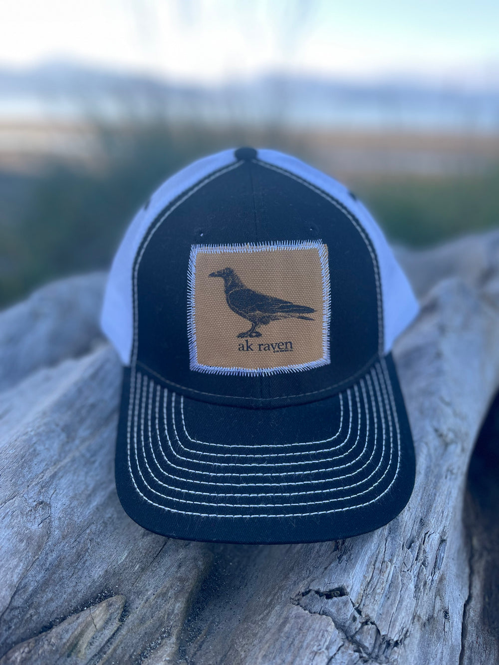 Black / White AK Raven Patch Hat. $38.00