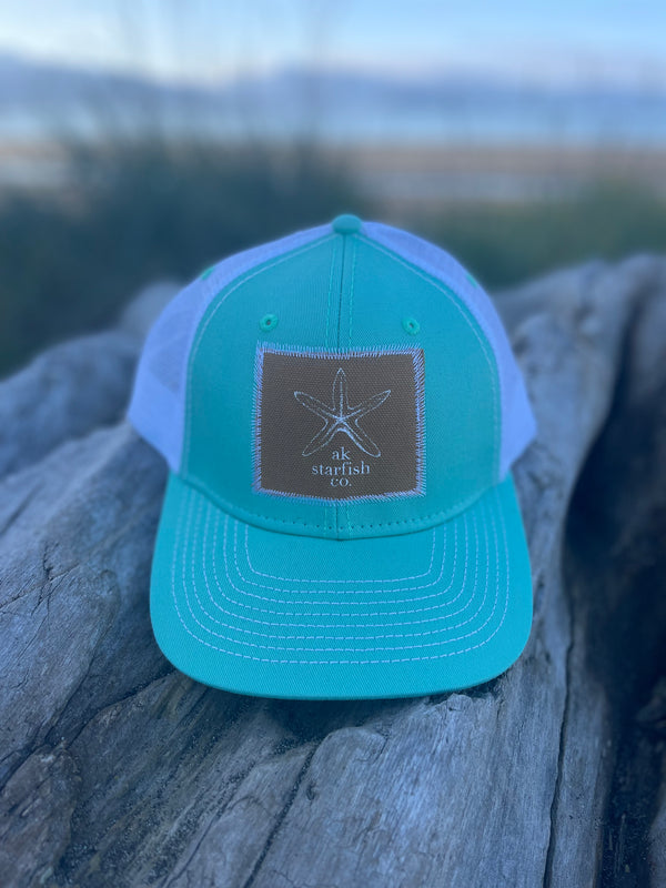 Glacier / White AK Starfish Co. Patch Hat. $38.00