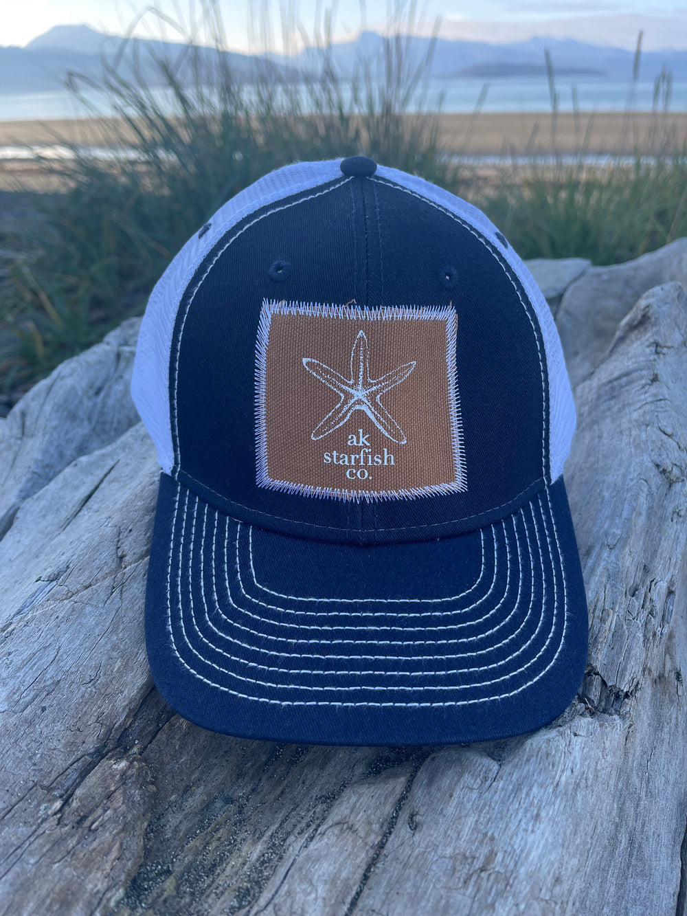 Midnight / White AK Starfish Co. Patch Hat. $38.00