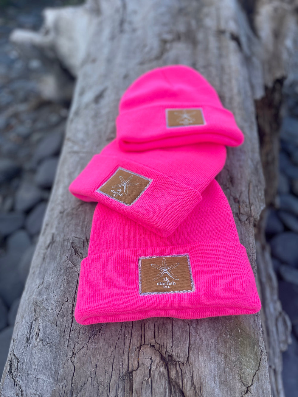 Glow Pink AK Starfish Co. Patch Beanie 38.00