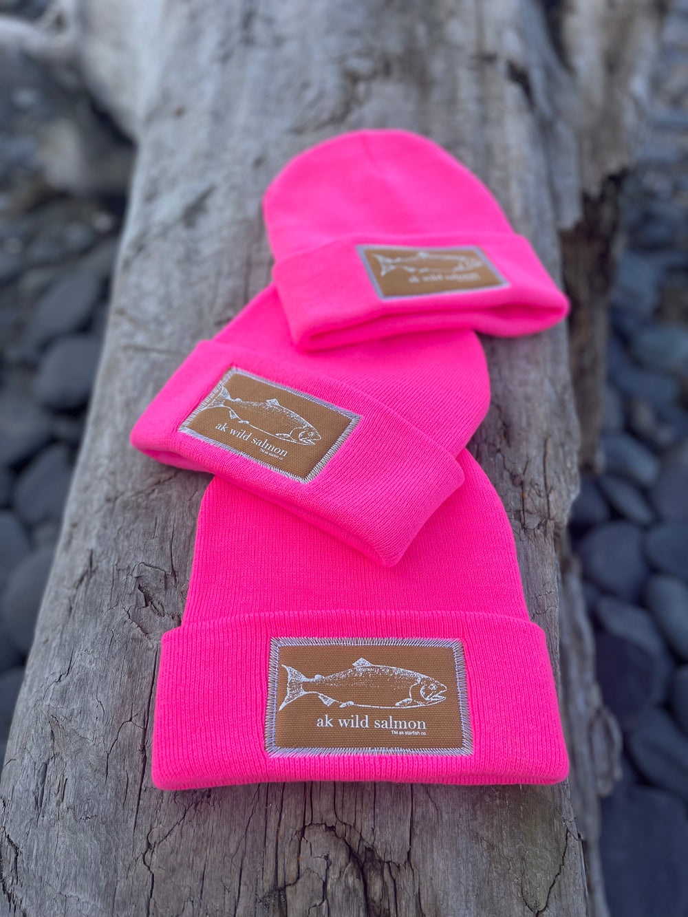 Glow Pink AK Wild Salmon Patch Beanie 38.00