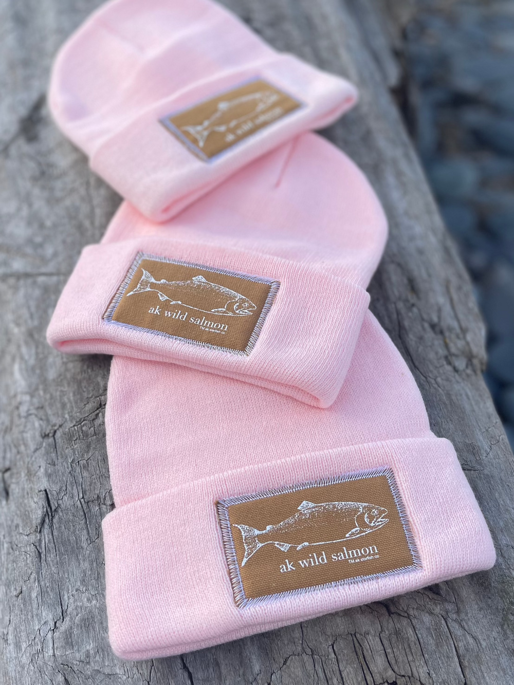 Winter Pink AK Wild Salmon Patch Beanie 38.00