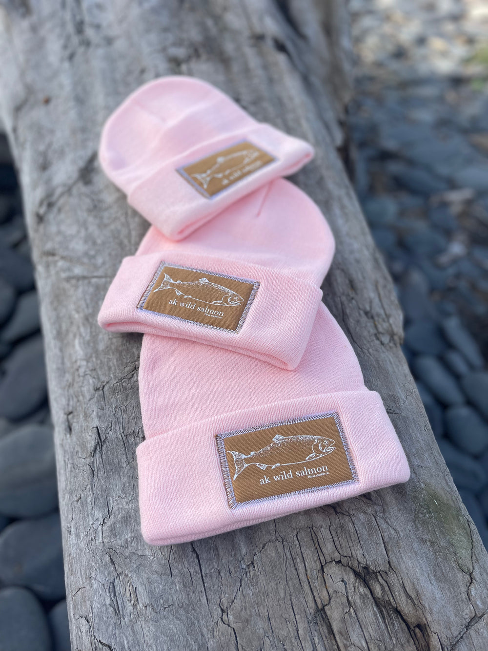 Winter Pink AK Wild Salmon Patch Beanie 38.00