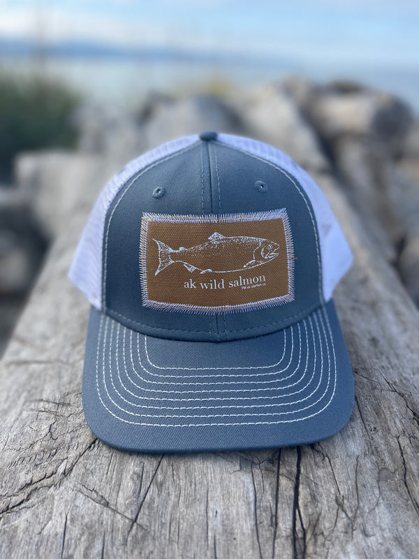 Roost / White AK Wild Salmon Patch Hat. $38.00