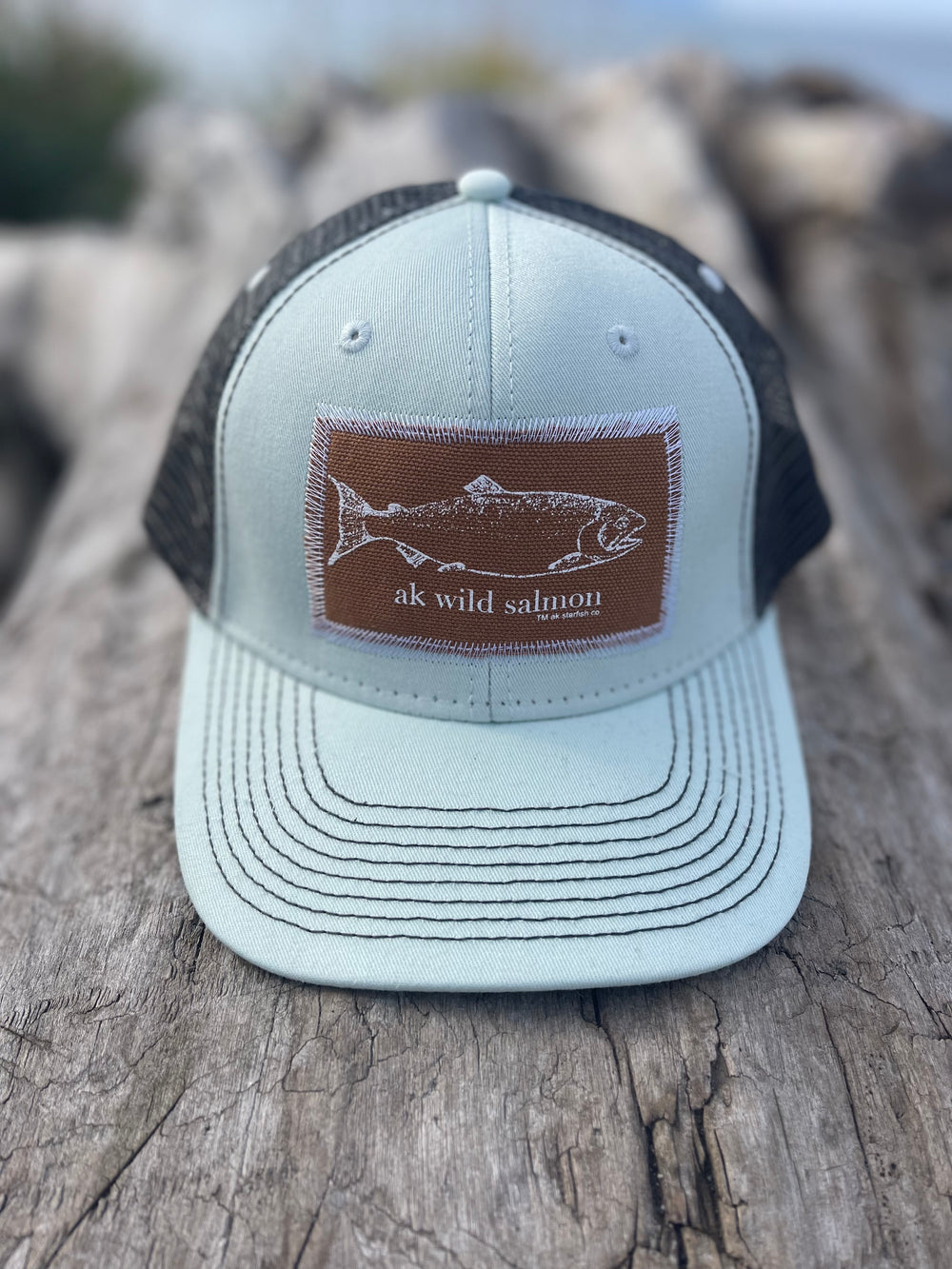 Ice Fishing / Slate AK Wild Salmon Patch Hat. $38.00 – AK Starfish Co.