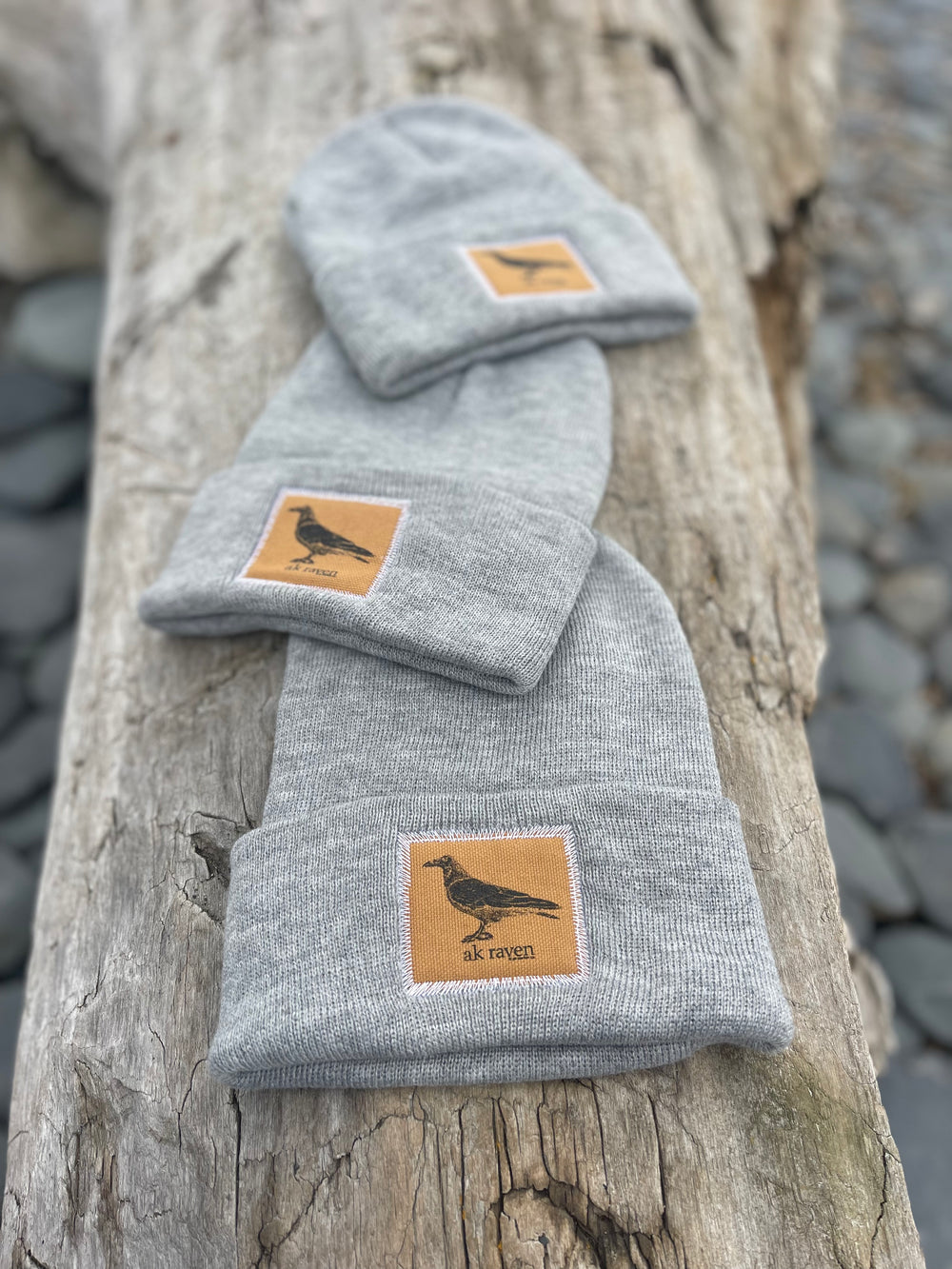 Heather Grey AK Raven Patch Beanie $38.00