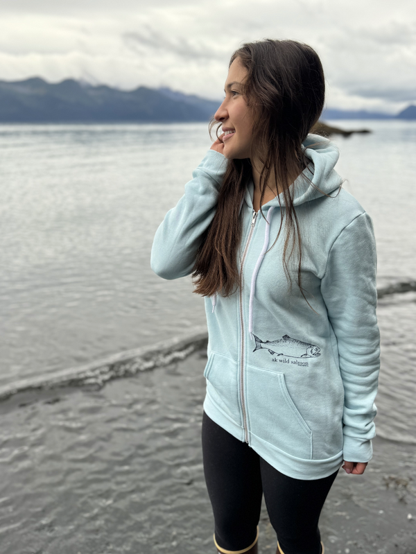 Ice Fishing AK Wild Salmon 50/50 Zipped Hoody $73.00