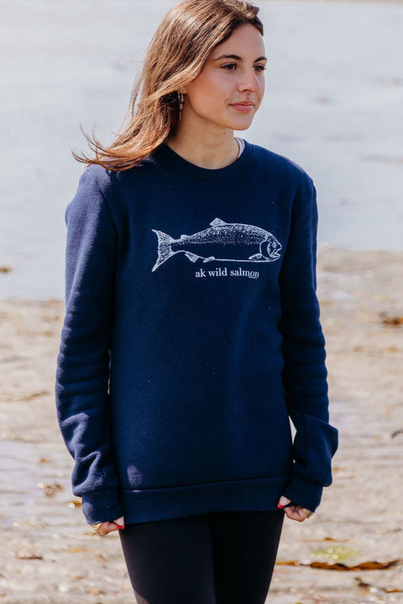 Midnight AK Wild Salmon 50/50 Blend Crewneck $60.00