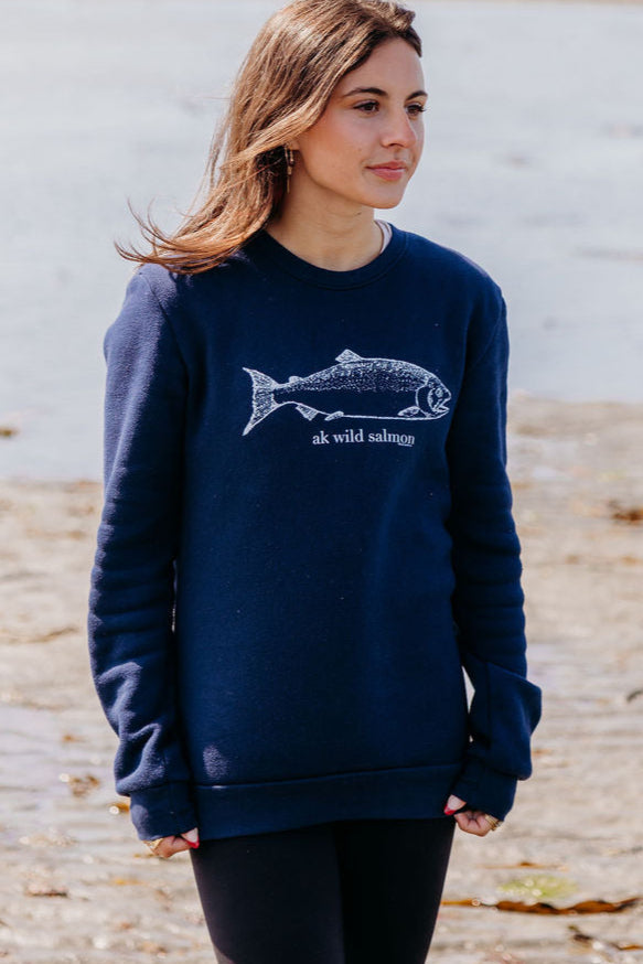 Midnight AK Wild Salmon 50/50 Blend Crewneck $60.00