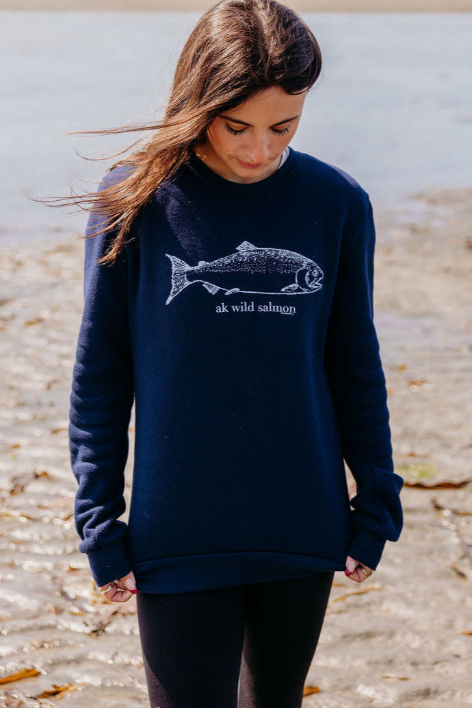 Midnight AK Wild Salmon 50/50 Blend Crewneck $60.00