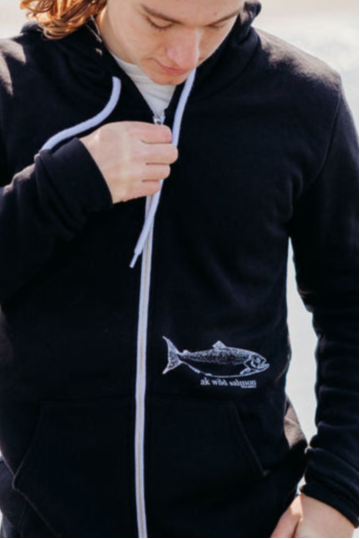 Black AK Wild Salmon 50/50 Zipped Hoody $69.00