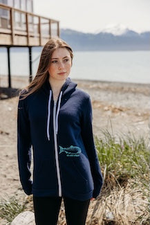 Midnight AK Wild Salmon 50/50 Zipped Hoody