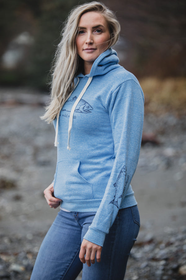 Forgetmenot Blue AK Wild Salmon Triblend Pullover Hoody