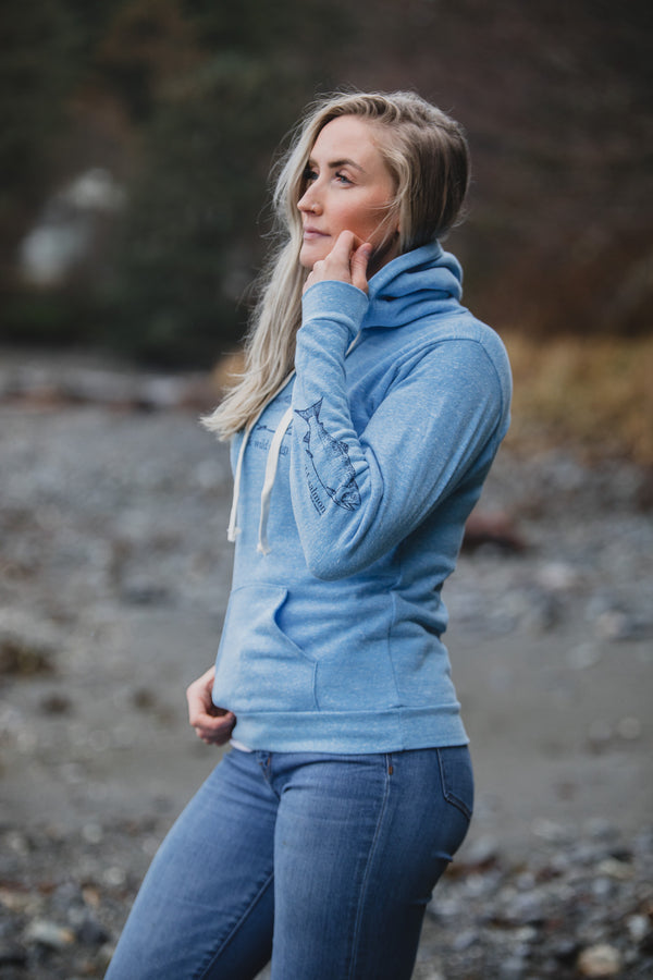 Forgetmenot Blue AK Wild Salmon Triblend Pullover Hoody