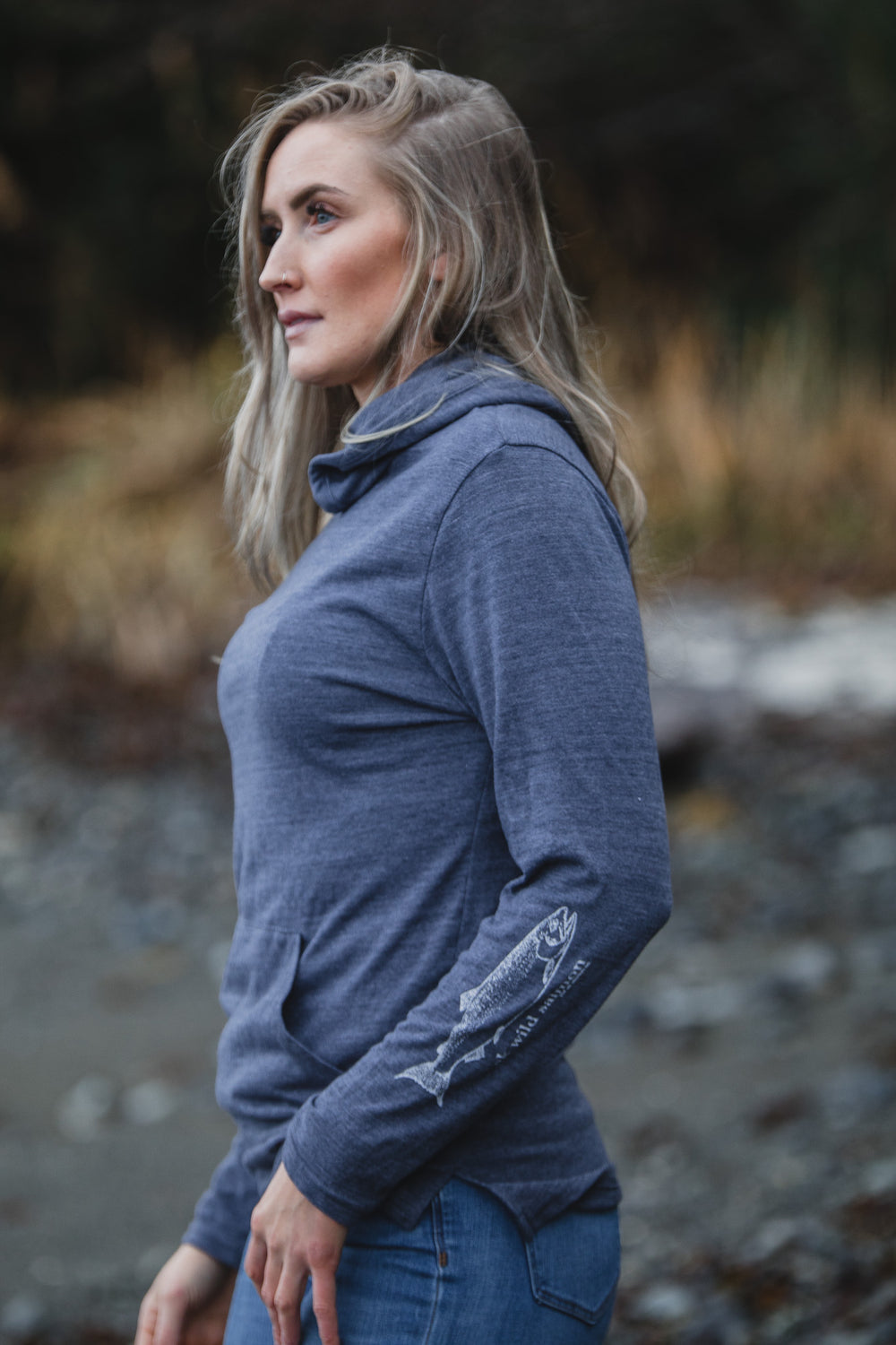 Beach Midnight AK Wild Salmon Triblend Light Weight Pullover