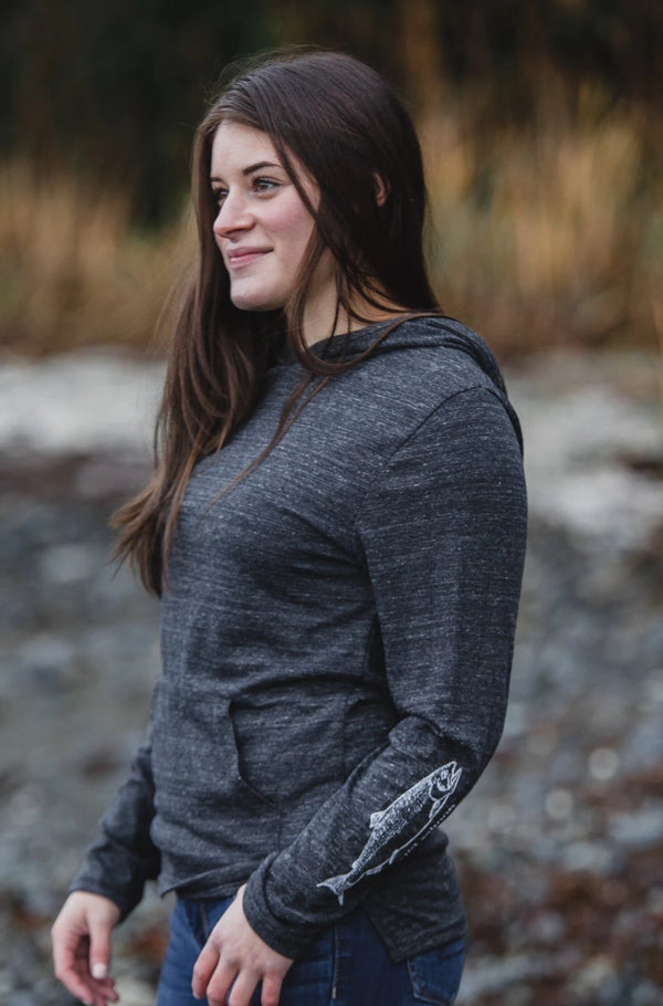 Slate AK Wild Salmon on Sleeve Triblend Light Weight Pullover $55.00
