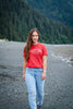 Unisex Beach Red AK Wild Salmon Short Sleeve Tee. $39.00