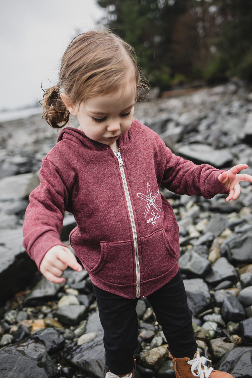 Beach Rose AK Starfish Co. Children's Triblend Zipped Hoody