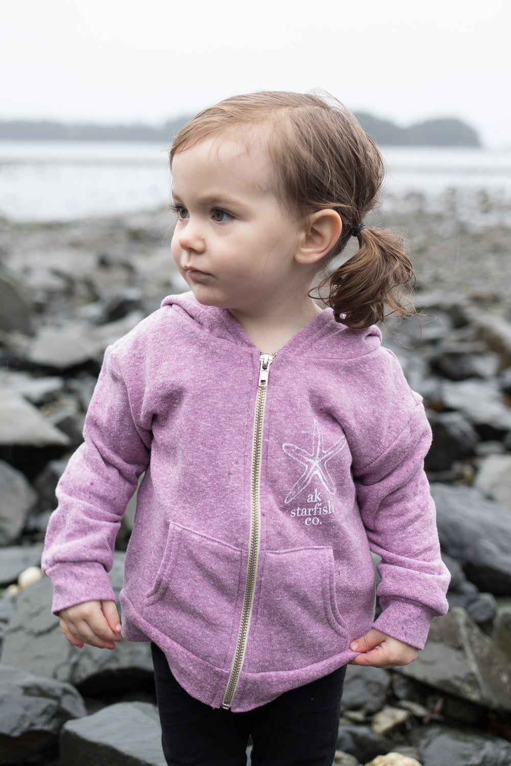 Beach Mussel Shell AK Starfish Co. Children's Triblend Zipped Hoody