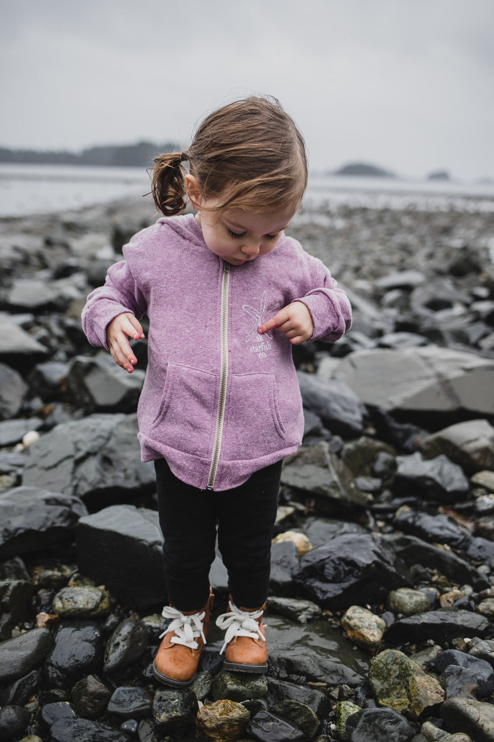 Beach Mussel Shell AK Starfish Co. Children's Triblend Zipped Hoody