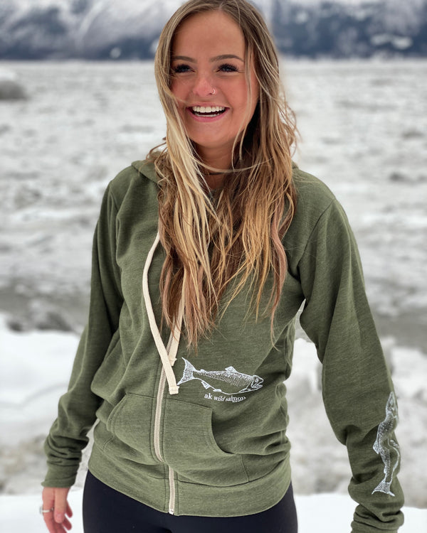 Seaweed AK Wild Salmon Triblend Zipped Hoody $69.00