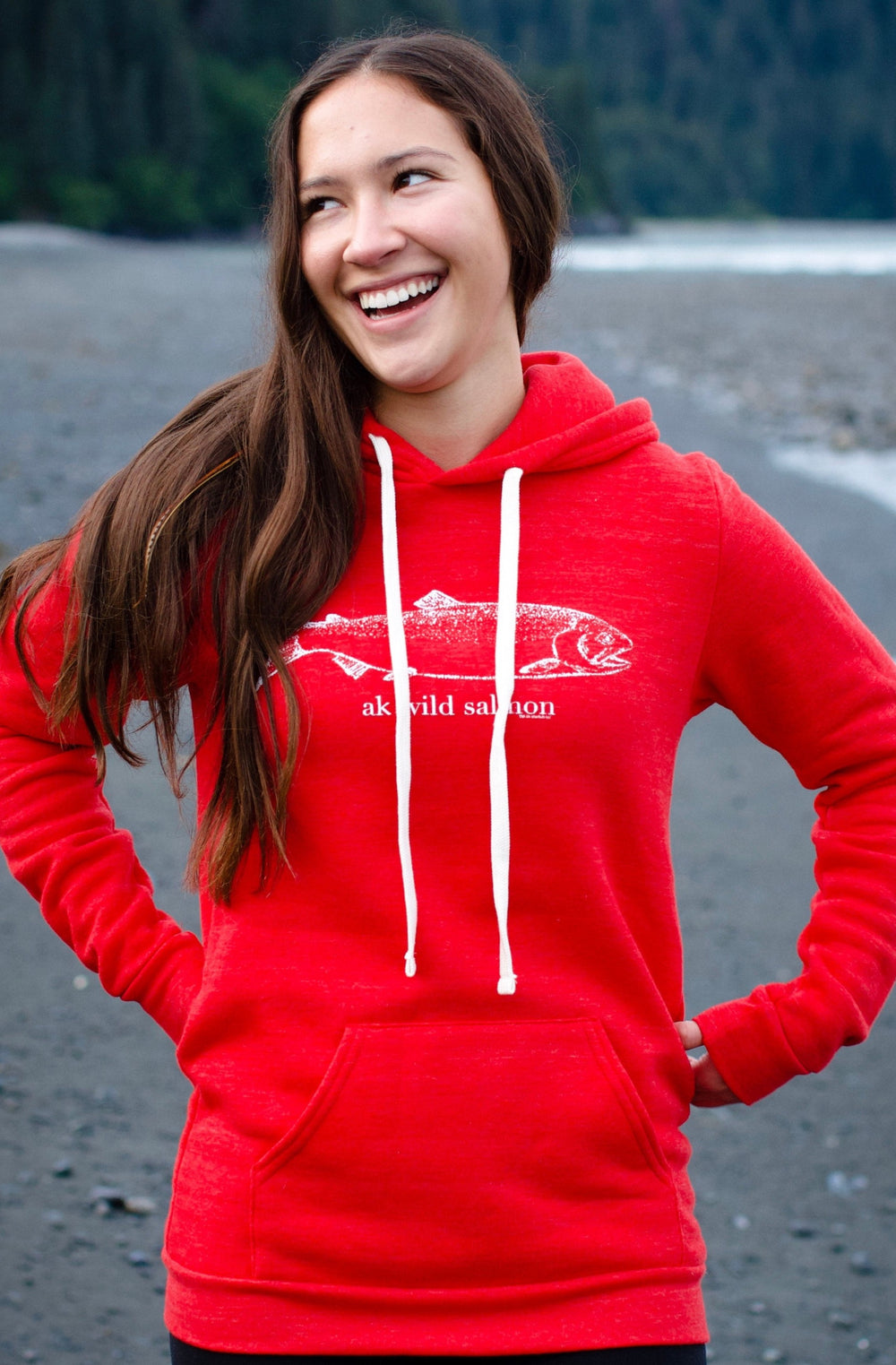 Beach Red AK Wild Salmon Triblend Pullover Hoody