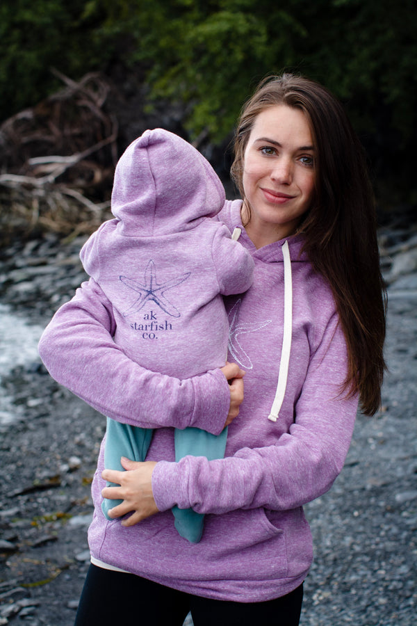 Beach Mussel Shell with Midnight AK Starfish Co. Infant Triblend Zipped Hoody