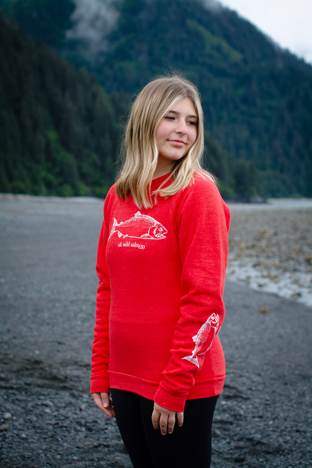 Beach Red AK Wild Salmon Triblend Crewneck