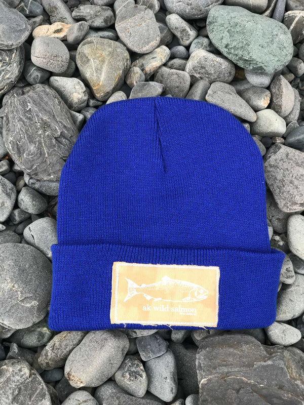 Alaska Blue AK Wild Salmon Patch Beanie $38.00