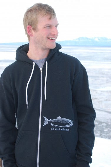 Black AK Wild Salmon 50/50 Zipped Hoody