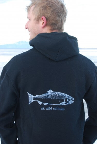 Black AK Wild Salmon 50/50 Zipped Hoody