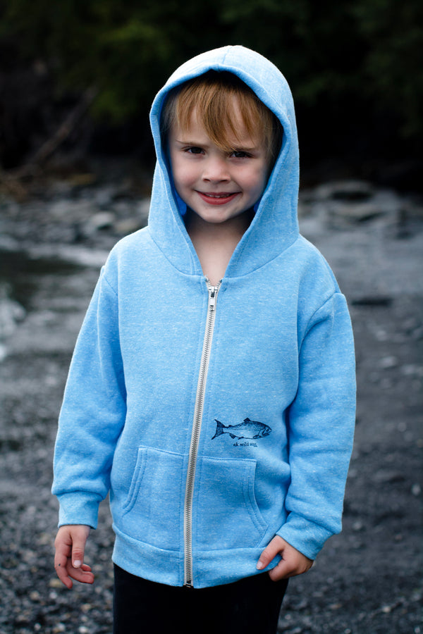 Forget-me-not Blue AK Wild Salmon Children's Zipped Hoody