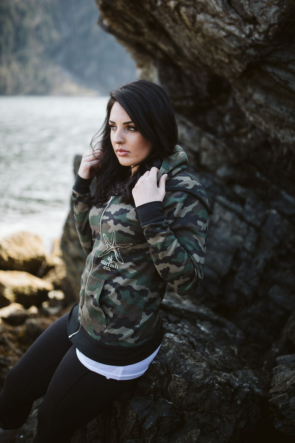 Camo AK Starfish Co. 50/50 Zipped Hoody