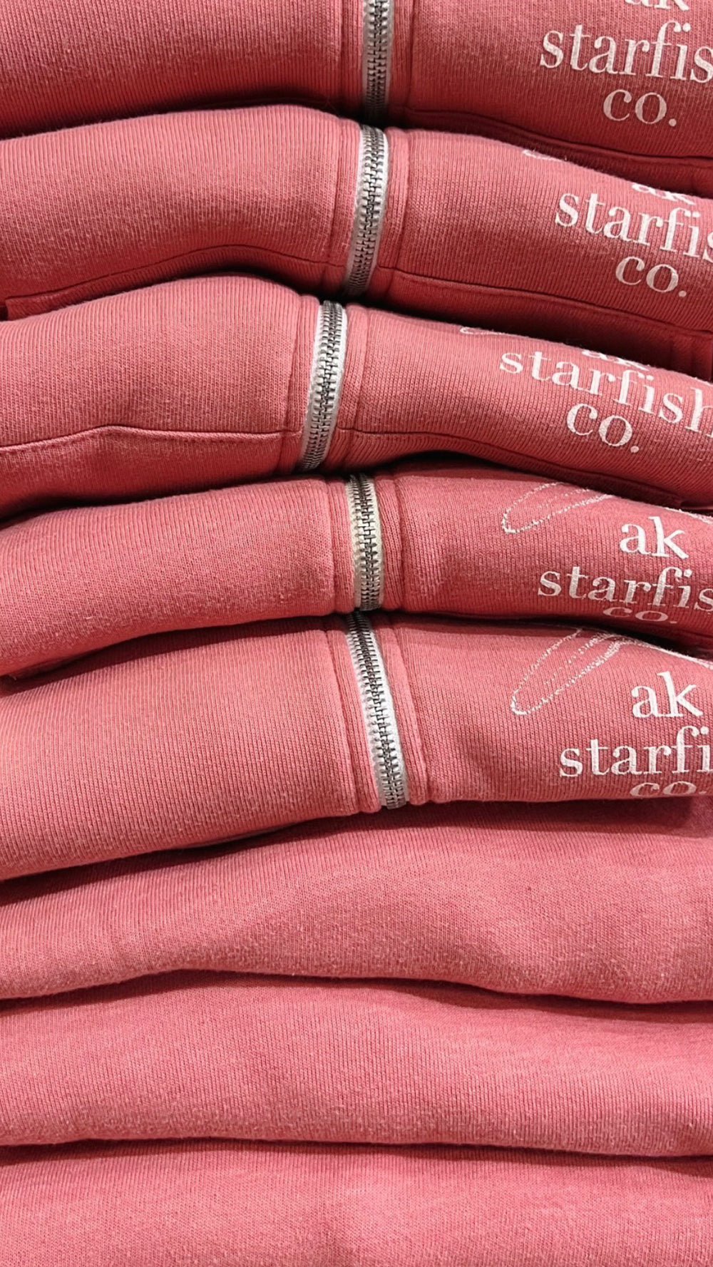 AK Starfish Co. Winter Pink 50/50 Zipped Hoody $69.00