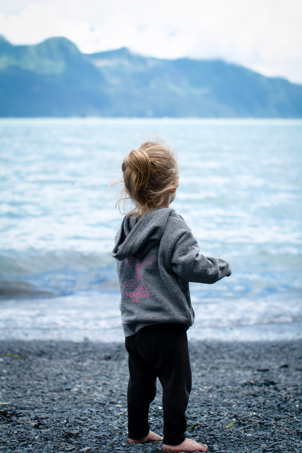 Storm with Hot Pink AK Starfish Co. Infant Triblend Zipped Hoody