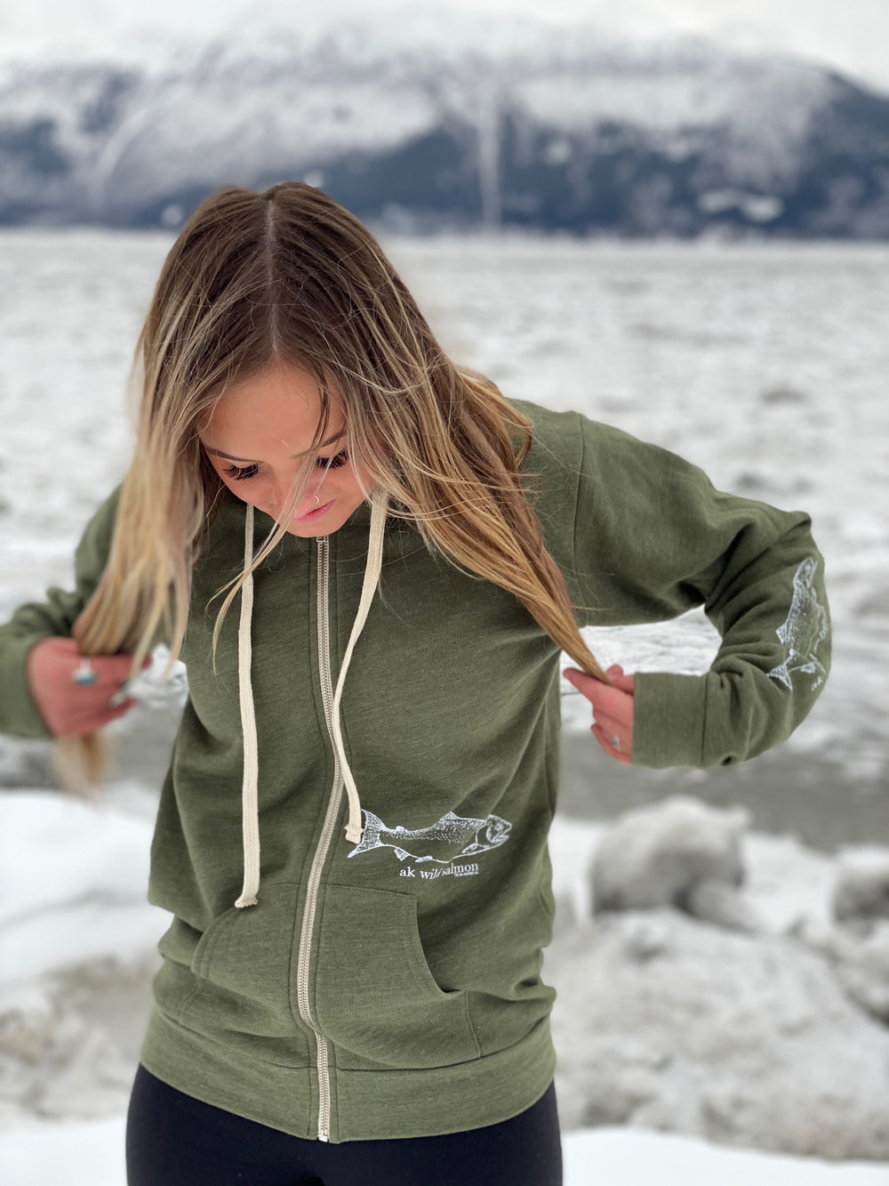 Seaweed AK Wild Salmon Triblend Zipped Hoody $69.00