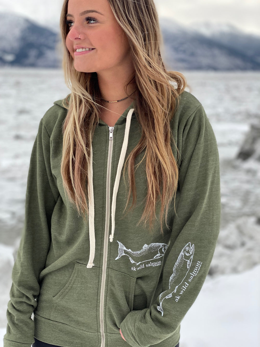 Seaweed AK Wild Salmon Triblend Zipped Hoody $69.00