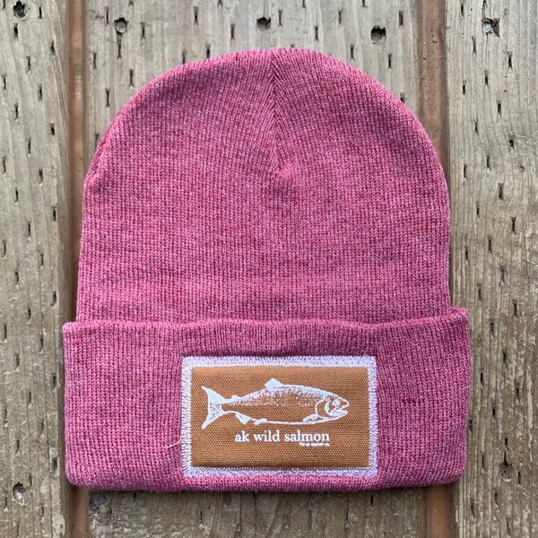 Beach Rose AK Wild Salmon Patch Beanie $38.00