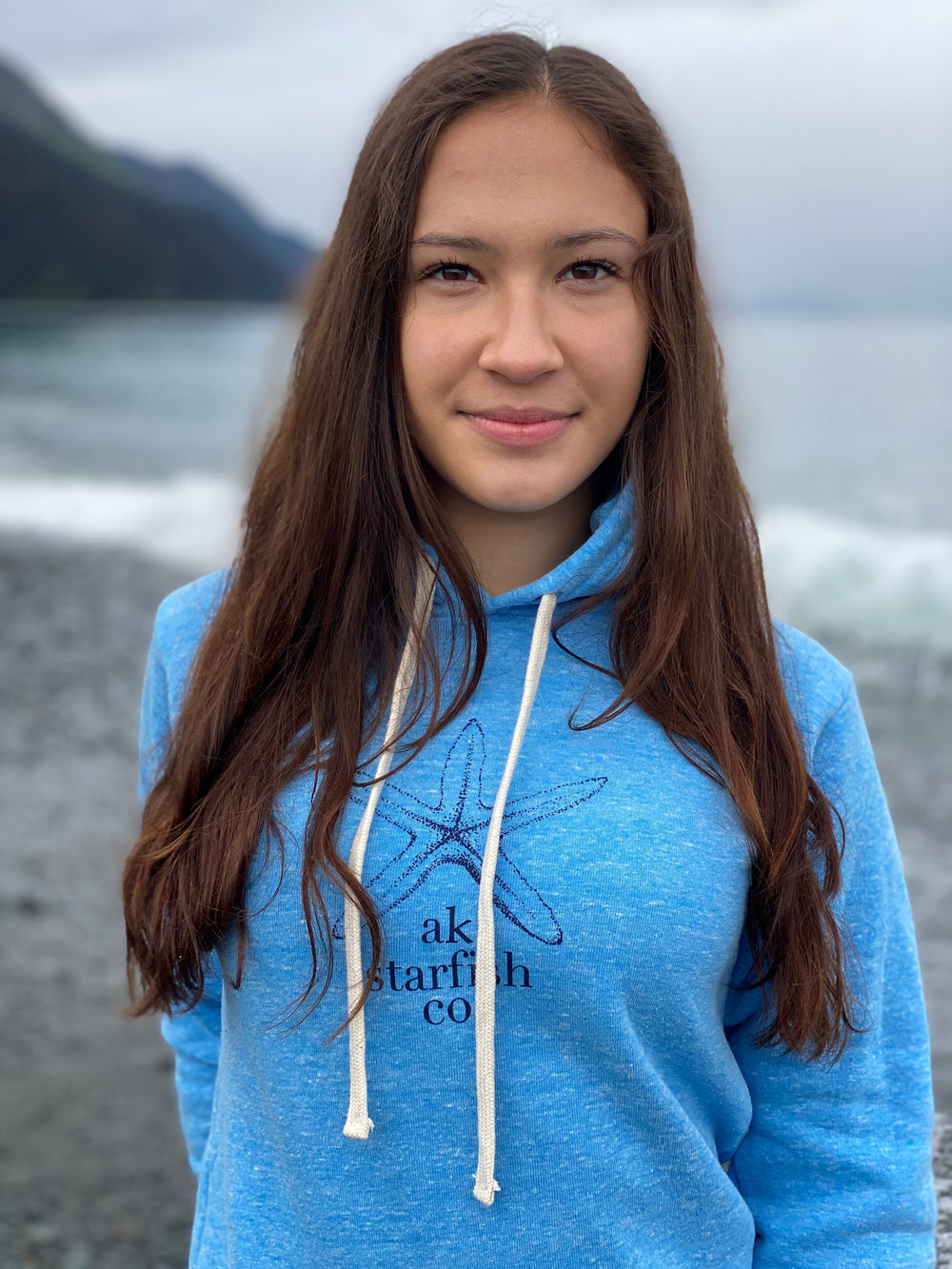 Forgetmenot Blue AK Starfish Co. Triblend Pullover Hoody