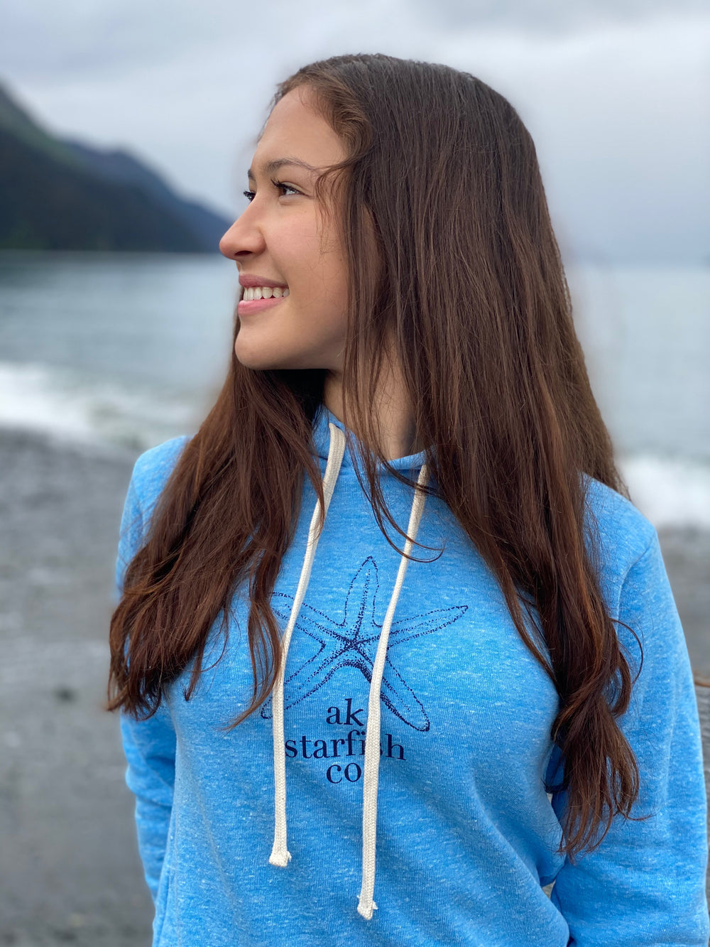 Forgetmenot Blue AK Starfish Co. Triblend Pullover Hoody $68.00