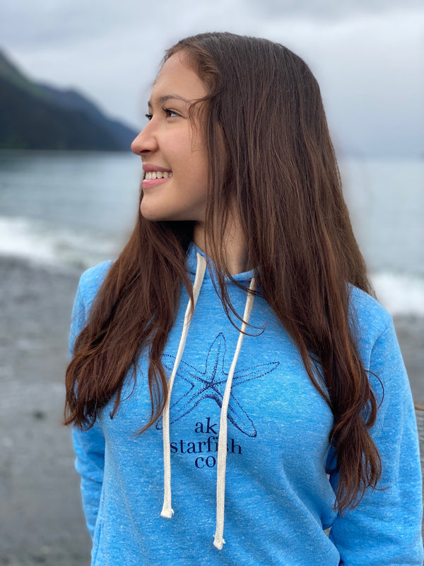 Forgetmenot Blue AK Starfish Co. Triblend Pullover Hoody