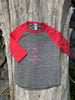 Storm with Red Sleeve AK Starfish Co. 3/4 Sleeve Raglan $30.00