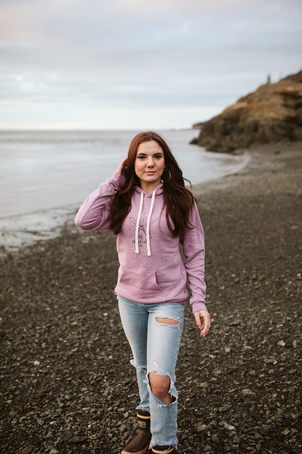 Beach Mussel Shell with Midnight AK Starfish Co. Triblend Pullover Hoody