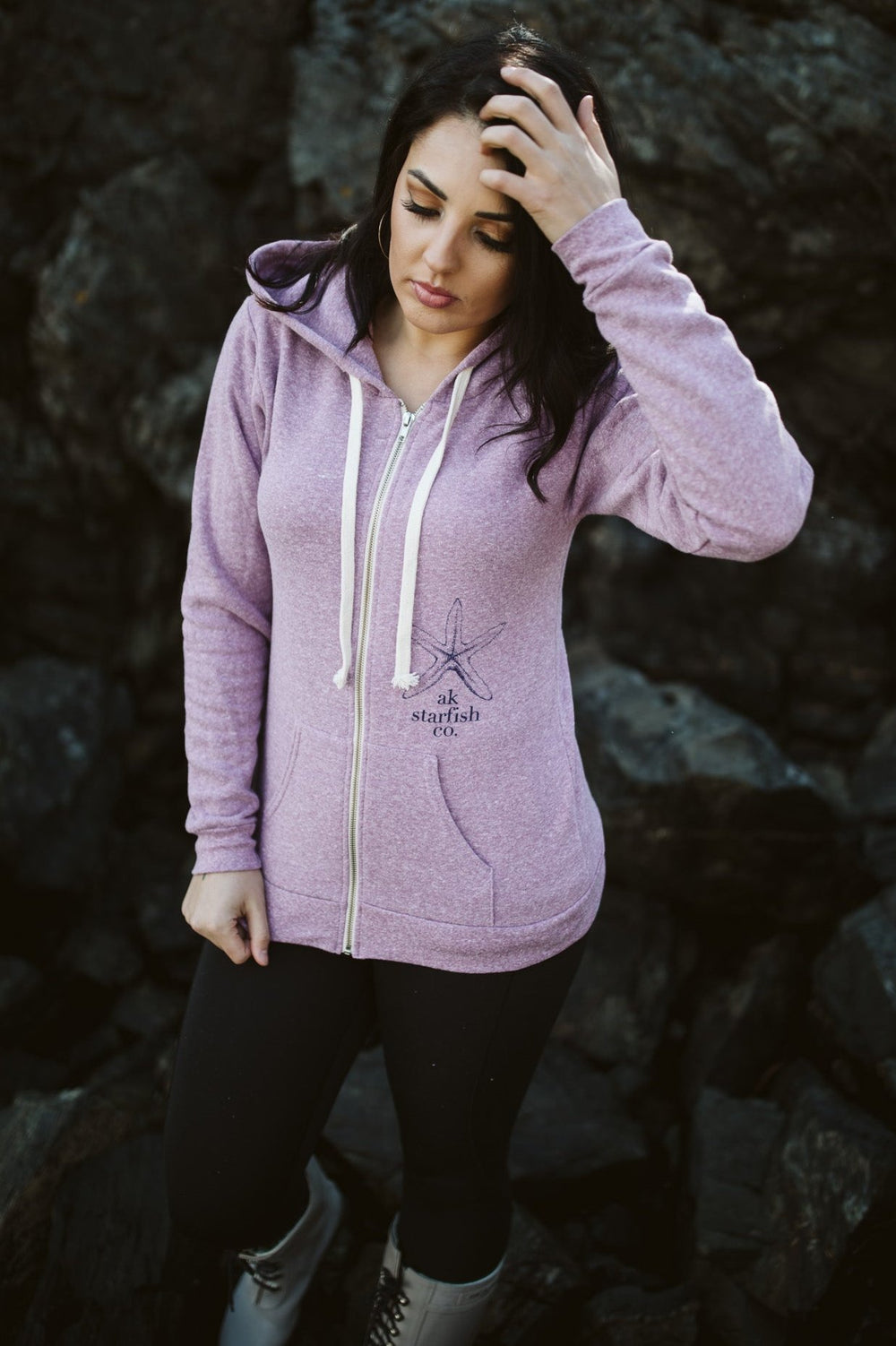 Beach Mussel Shell AK Starfish Co. Triblend Zipped Hoody