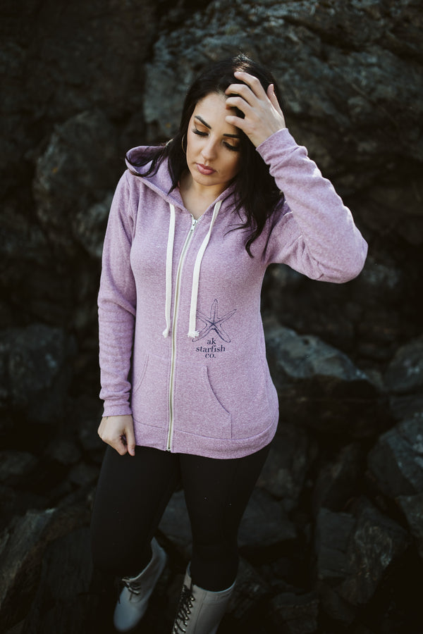 Beach Mussel Shell AK Starfish Co. Triblend Zipped Hoody