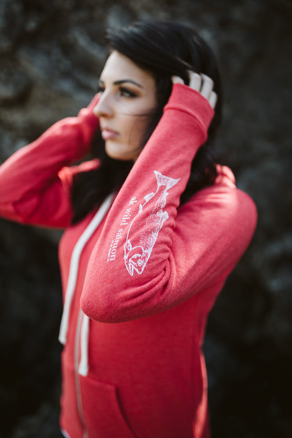 Beach Red AK Wild Salmon Triblend Zipped Hoody