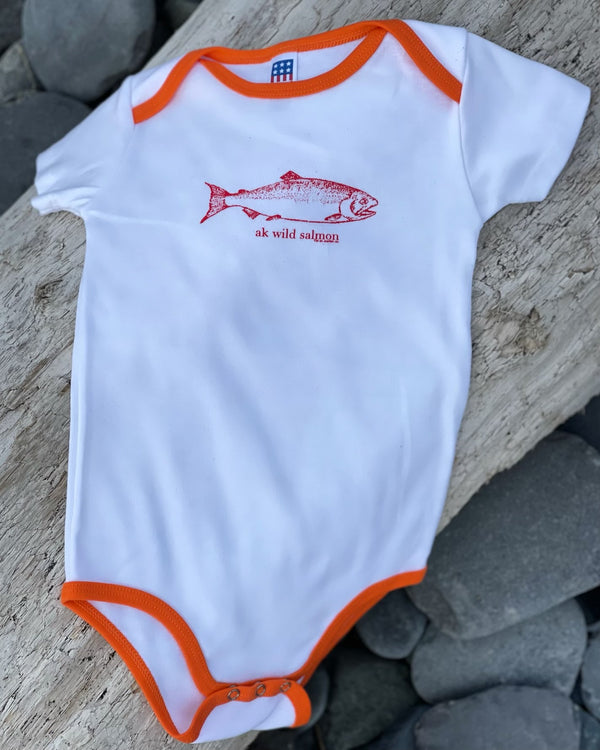 Buoy with Red AK Wild Salmon Ringer Onesie