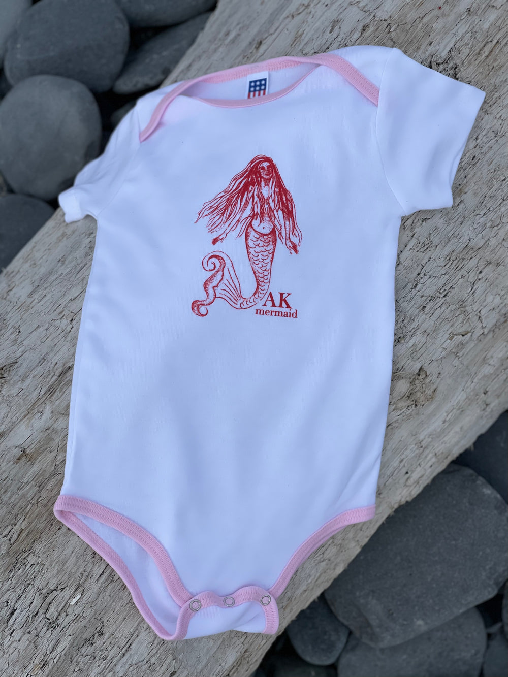 Winter Pink with Magenta AK Mermaid Ringer Onesie