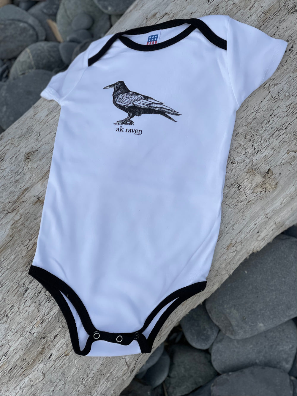 AK Raven Black Ringer Onesie